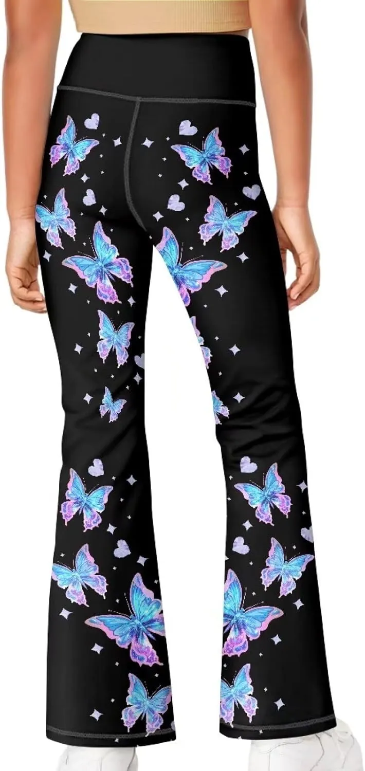 YEXIATODO Girls Wide Leg Yoga Pants Athletic Leggings 5-14 High Waisted Yoga Pants Yoga Active Leggings Tights Pants