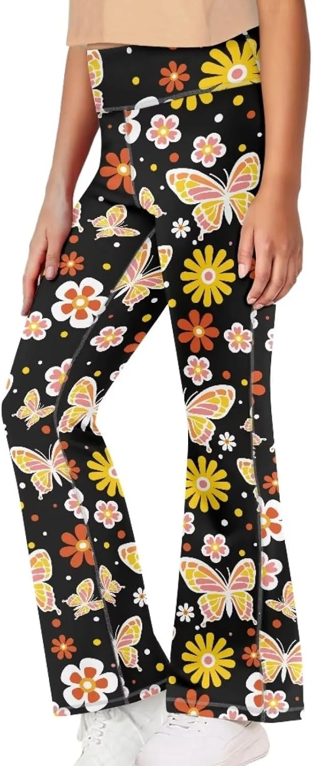YEXIATODO Girls Wide Leg Yoga Pants Athletic Leggings 5-14 High Waisted Yoga Pants Yoga Active Leggings Tights Pants