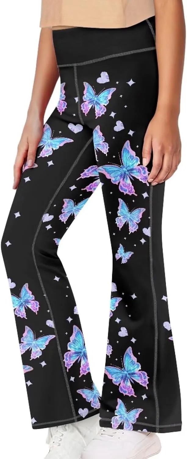 YEXIATODO Girls Wide Leg Yoga Pants Athletic Leggings 5-14 High Waisted Yoga Pants Yoga Active Leggings Tights Pants