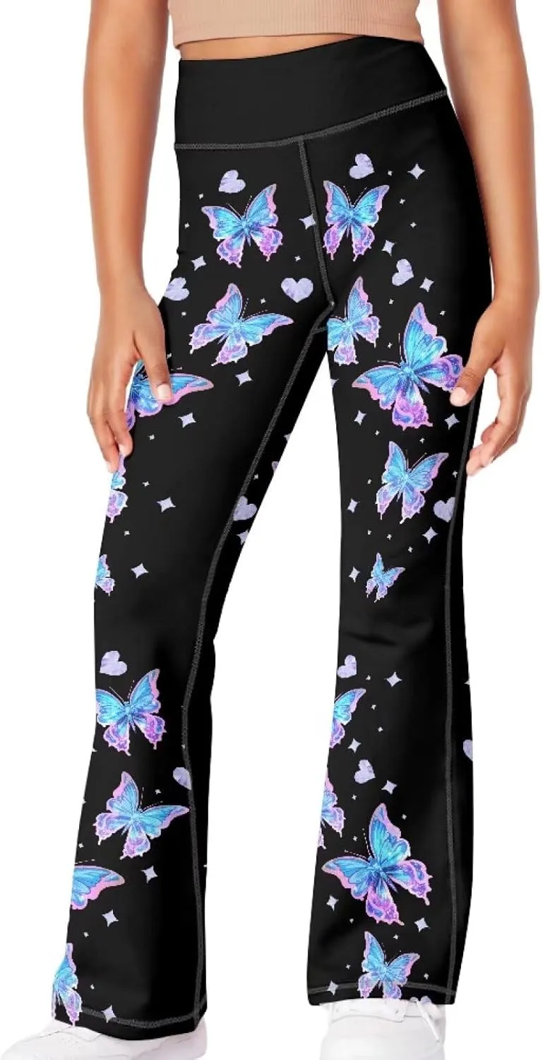 YEXIATODO Girls Wide Leg Yoga Pants Athletic Leggings 5-14 High Waisted Yoga Pants Yoga Active Leggings Tights Pants