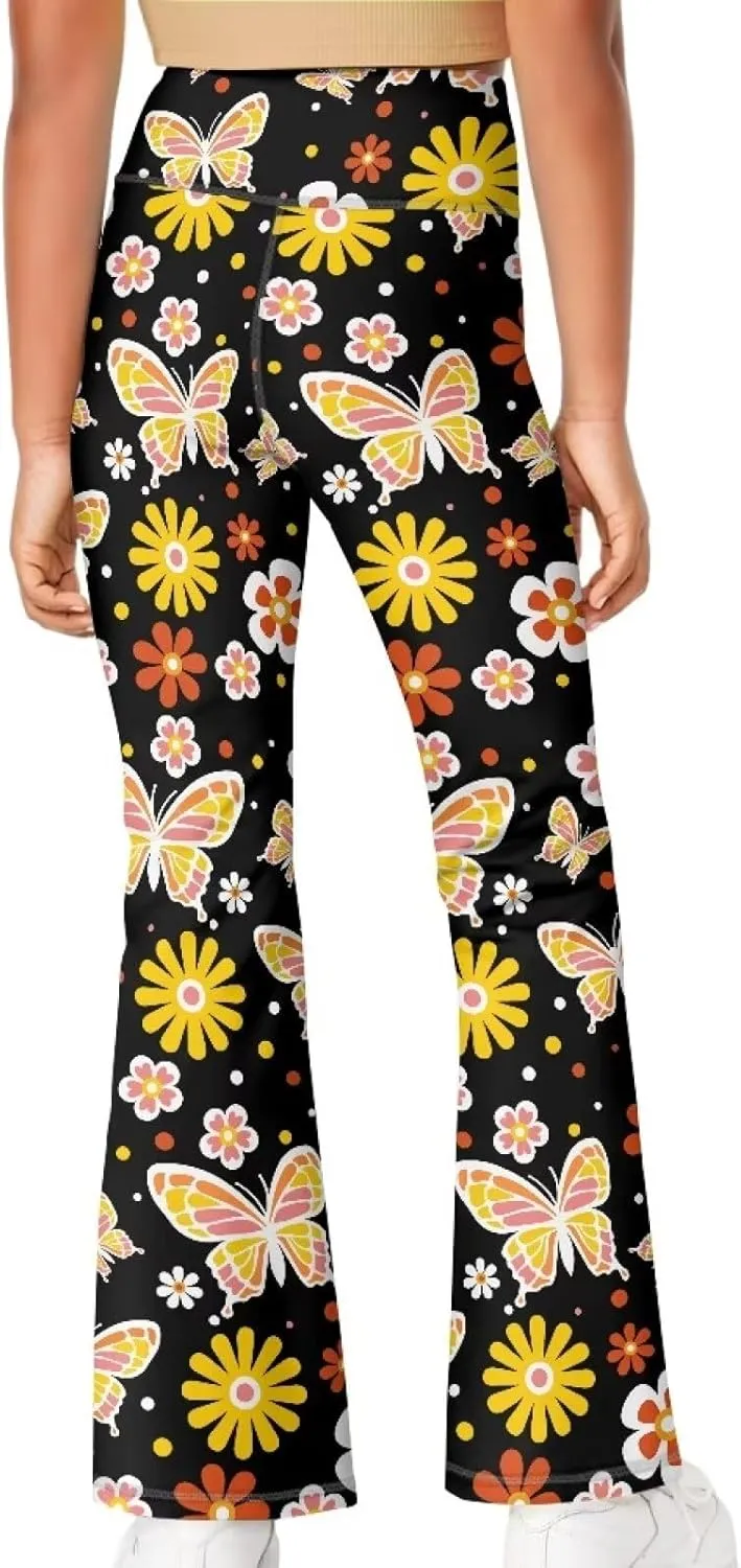 YEXIATODO Girls Wide Leg Yoga Pants Athletic Leggings 5-14 High Waisted Yoga Pants Yoga Active Leggings Tights Pants