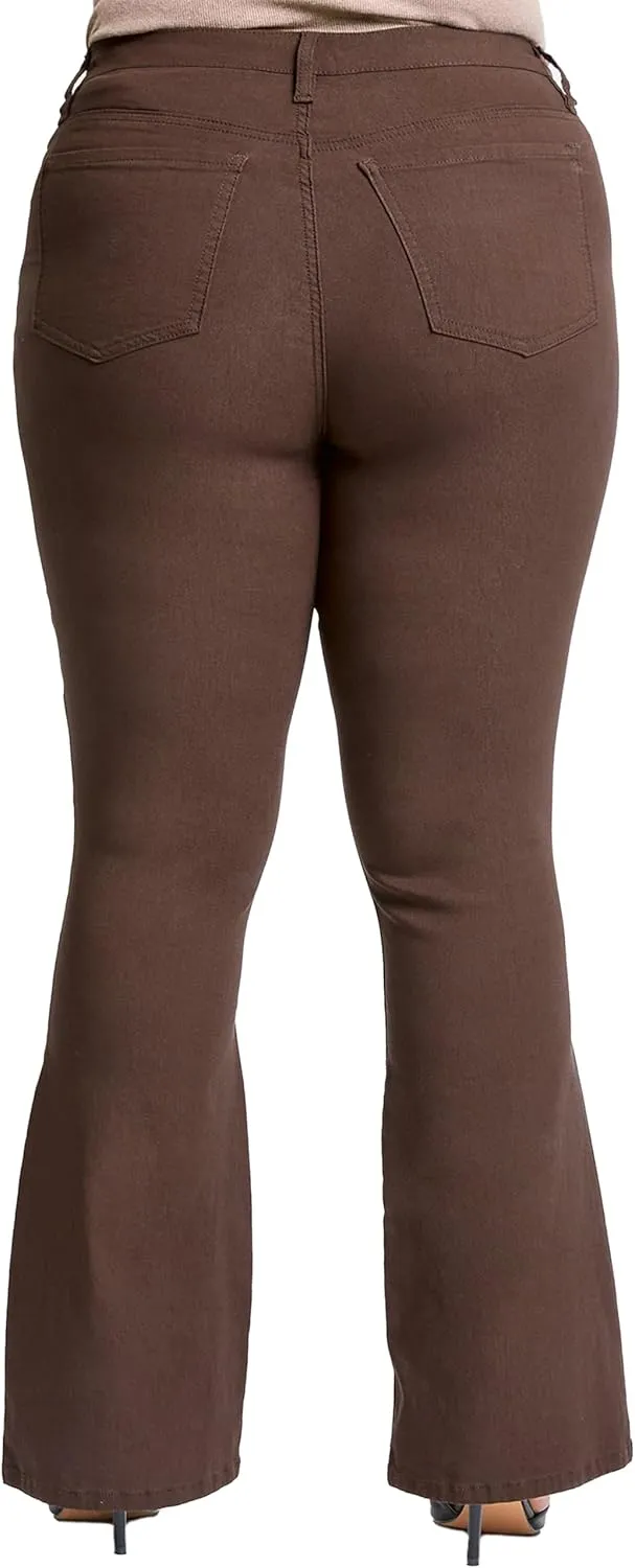 YMI Womens Plus Size Hyperstretch Forever Color High-Rise Flare Pants