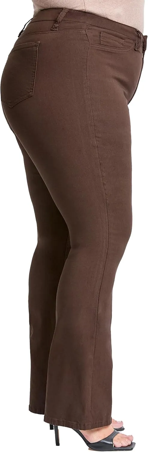 YMI Womens Plus Size Hyperstretch Forever Color High-Rise Flare Pants