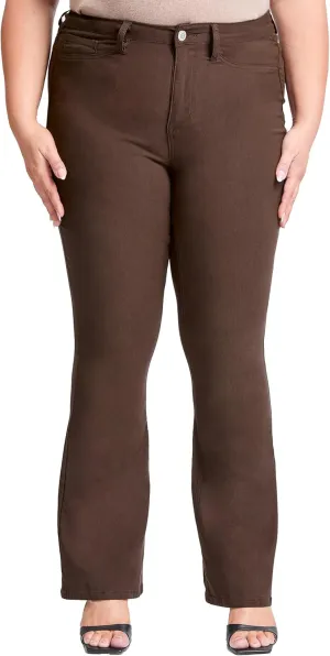YMI Womens Plus Size Hyperstretch Forever Color High-Rise Flare Pants