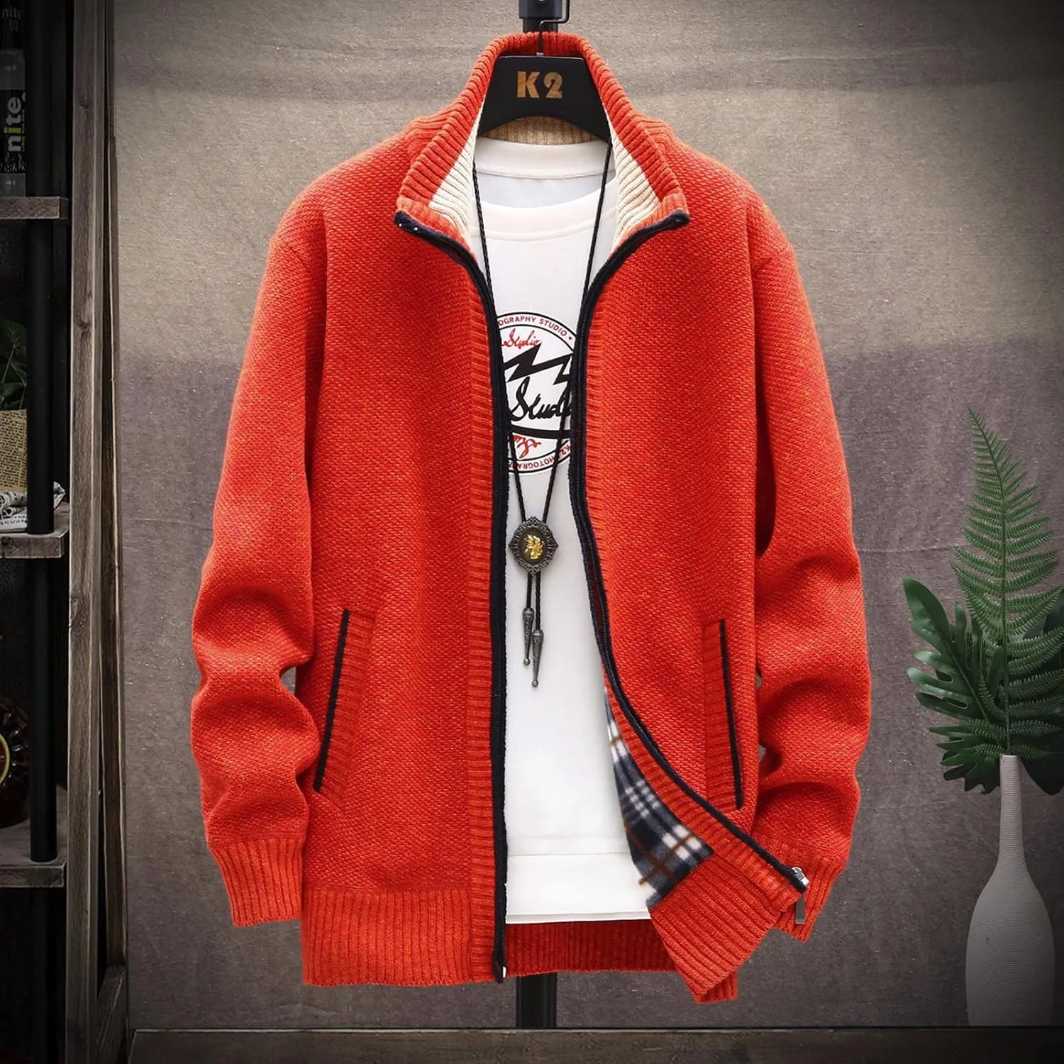Ymosrh Jackets for Men Fashion Autumn and Winter Men's Loose Cardigan Warm Lapel Hooded Jacket Sweater Jackets