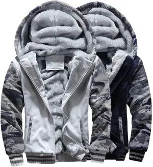 Ymosrh Mens Coats and Jackets Winter M-4Xl Warm Fleece Hood Zipper Sweater Jacket Outwear Coat Jackets for Men