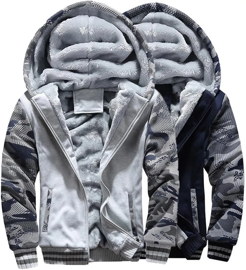 Ymosrh Mens Coats and Jackets Winter M-4Xl Warm Fleece Hood Zipper Sweater Jacket Outwear Coat Jackets for Men