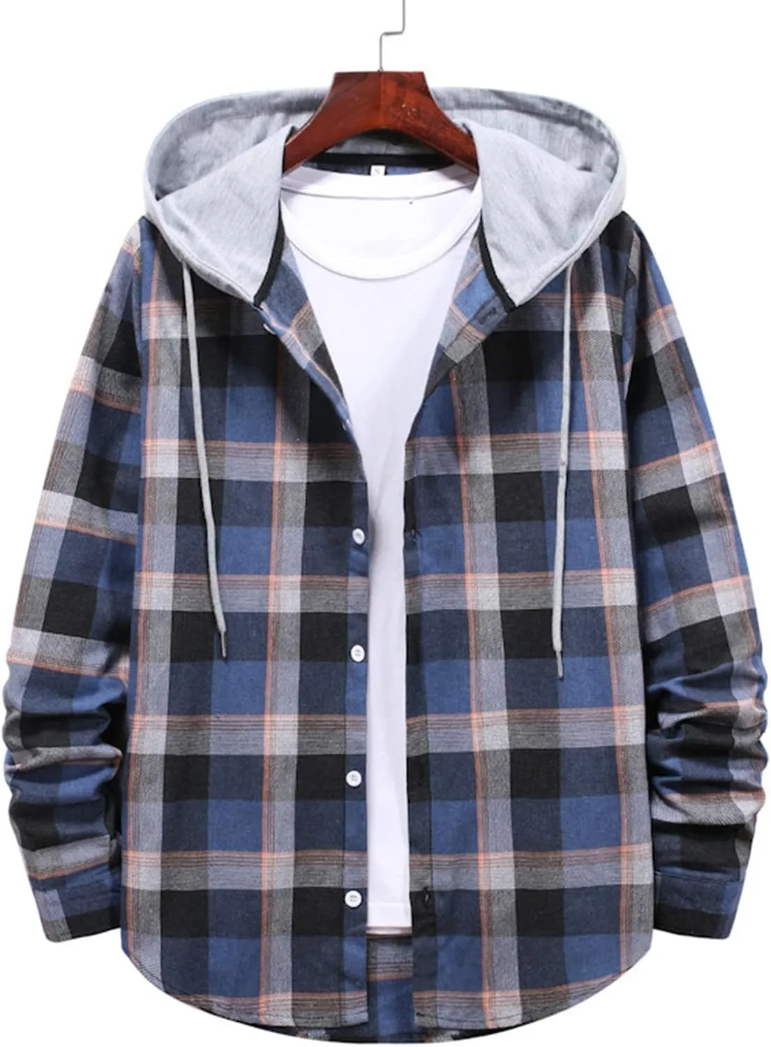 Ymosrh Mens Coats Winter Autumn Style Son Hooded Shirt Men's Loose Long Sleeve Top Fashion Jackets
