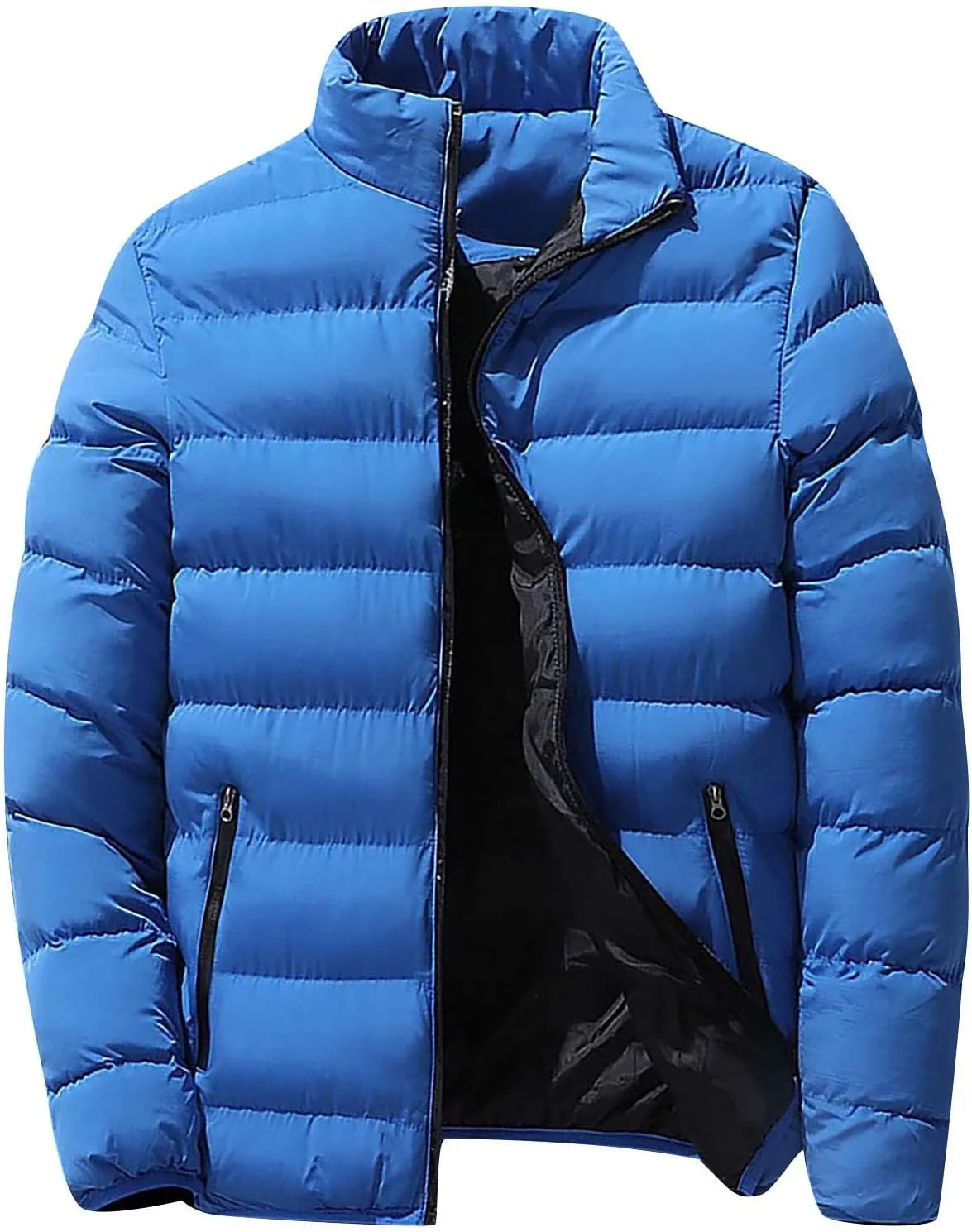 Ymosrh Rain Coats for Men Men's Autumn Winter Zipper Warm Down Jacket Packable Light Coat Mens Jackets