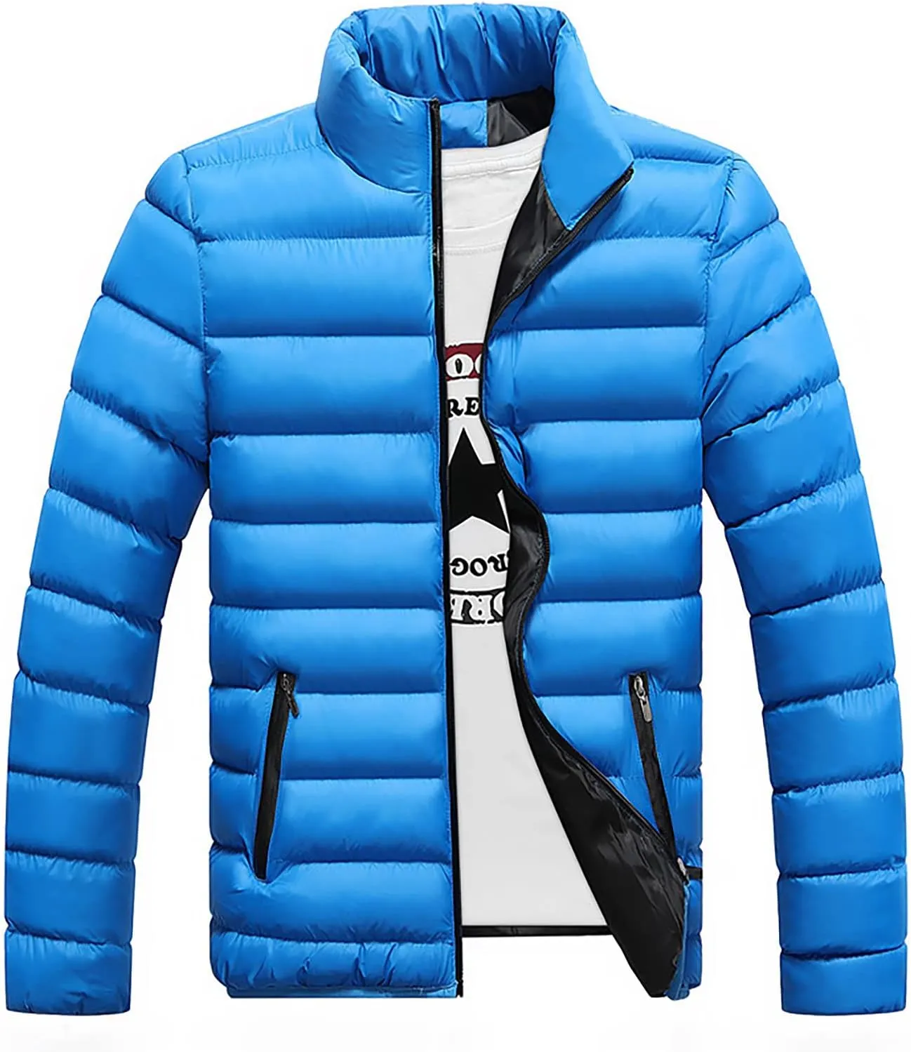 Ymosrh Rain Coats for Men Men's Autumn Winter Zipper Warm Down Jacket Packable Light Coat Mens Jackets