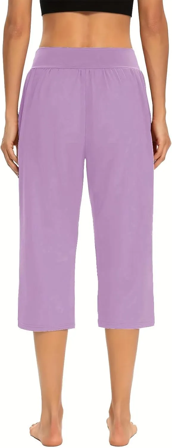 Yoga Capri Pants for Women High Waisted Loose Fitting Capri Wide Leg Pants Capri Pants for Dressy Casual Sweat Capris