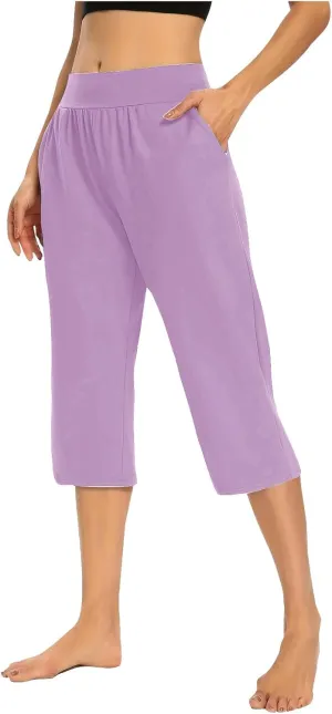 Yoga Capri Pants for Women High Waisted Loose Fitting Capri Wide Leg Pants Capri Pants for Dressy Casual Sweat Capris