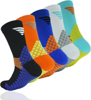 YWSLRC Mens Athletic Socks Elite Basketball Socks-Performance Thick Cushioned Sport Training Running Compression Crew Sock