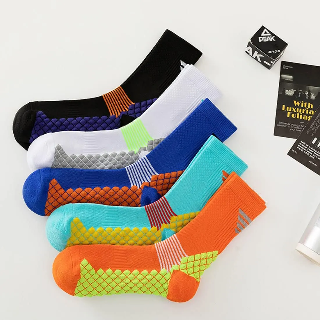 YWSLRC Mens Athletic Socks Elite Basketball Socks-Performance Thick Cushioned Sport Training Running Compression Crew Sock