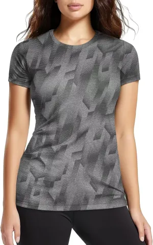 Zengjo Womens Workout Shirts Short Sleeve Quick Dry Athletic Running Yoga Exercise Tops Crewneck Activewear Tees Fitted