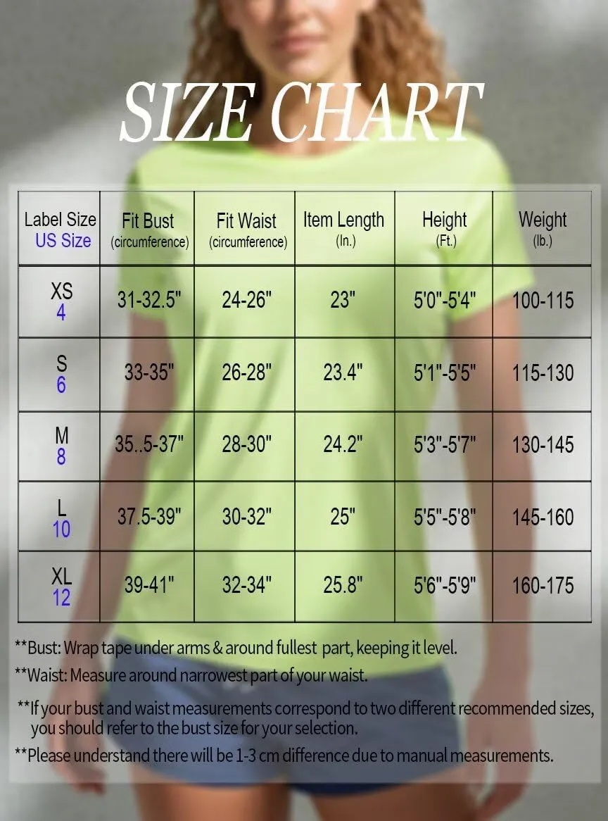 Zengjo Womens Workout Shirts Short Sleeve Quick Dry Athletic Running Yoga Exercise Tops Crewneck Activewear Tees Fitted